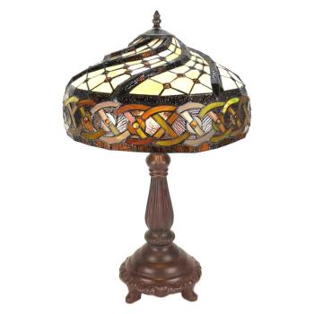 Hnědá stolní lampa Tiffany Brownie - Ø38*57 cm E27/max 2*60W 5LL-6136