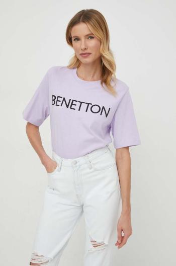 Bavlněné tričko United Colors of Benetton fialová barva