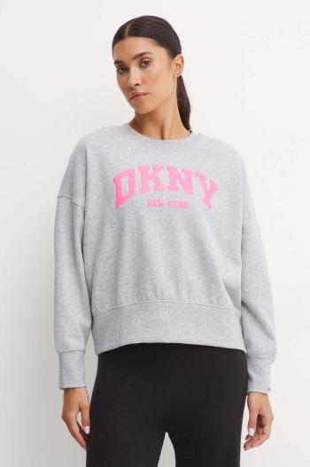 Mikina Dkny dámská, šedá barva, s aplikací, DP4T9944