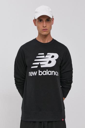 Mikina New Balance MT03560BK pánská, černá barva, s potiskem