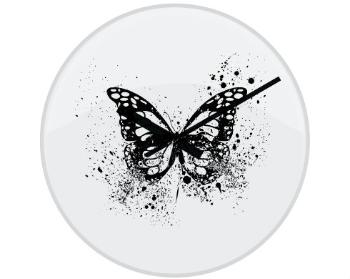 Hodiny skleněné Motýl grunge