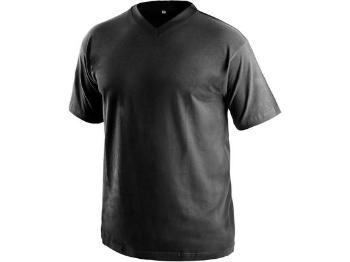 Tričko s krátkým rukávem DALTON, výstřih do V, černá, vel. L