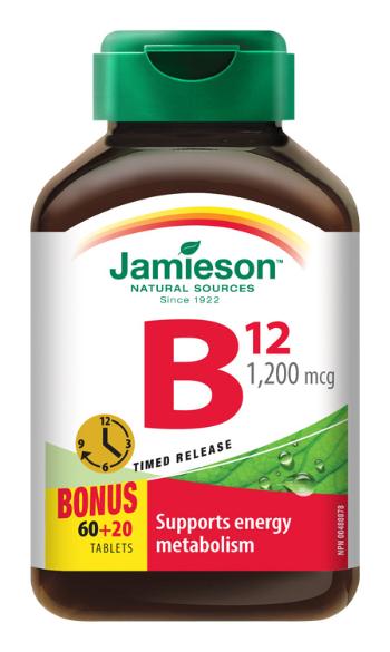 Jamieson Vitamín B12 methylkobalamin 1200μg s postupným uvolňováním 80 tablet