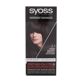 Syoss Permanent Coloration 50 ml barva na vlasy pro ženy 2-1 Black-Brown na barvené vlasy