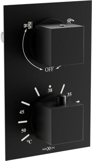 MEXEN Cube termostatiská baterie sprcha/vana 2-output černá (77502-70) 2. jakost