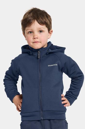 Dětská mikina Didriksons CORIN KIDS FULLZIP tmavomodrá barva, s kapucí, hladká