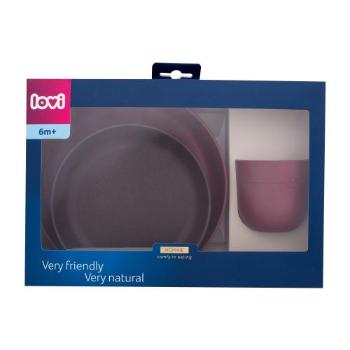 LOVI Set Of Tableware Tamarillo nádobí miska 420 ml + talířek 400 ml + hrneček 180 ml pro děti