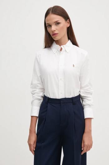 Košile Polo Ralph Lauren dámská, bílá barva, regular, s klasickým límcem, 211941520