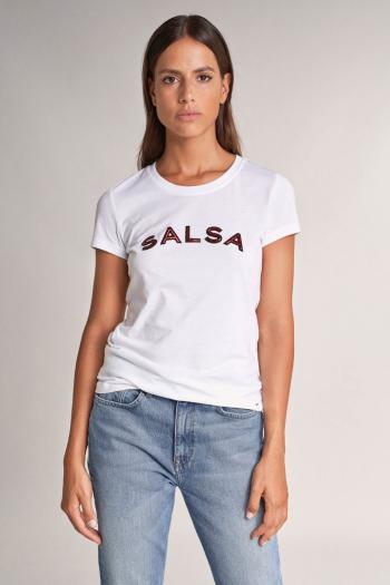Salsa SALSA bílé tričko s lesklým nápisem