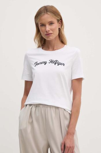 Bavlněné tričko Tommy Hilfiger bílá barva, WW0WW42589