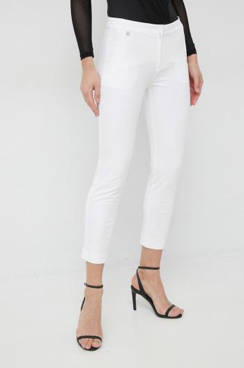 Kalhoty Lauren Ralph Lauren dámské, bílá barva, jednoduché, medium waist
