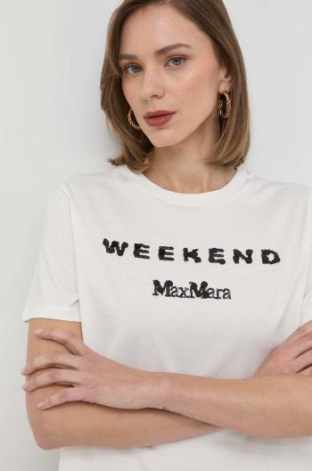 Bavlněné tričko Weekend Max Mara bílá barva