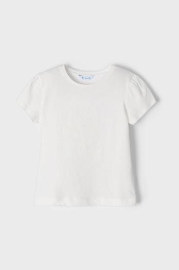 Dětské bavlněné tričko Mayoral béžová barva