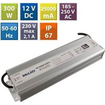 McLED Napájecí zdroj 300W, DC12V/25A, IP67, hliníkové provedení (ML-732.058.45.0)