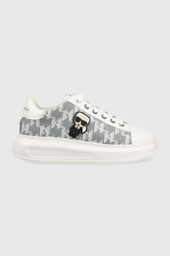 Kožené sneakers boty Karl Lagerfeld Kapri šedá barva