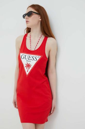 Bavlněné šaty Guess Červená barva, mini