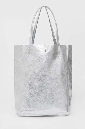 Kožená kabelka Answear Lab stříbrná barva