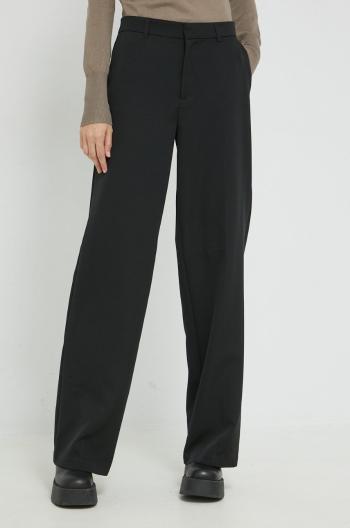 Kalhoty Only dámské, černá barva, široké, high waist
