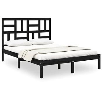 Rám postele černý masivní dřevo 140 × 200 cm, 3105954 (3105954)