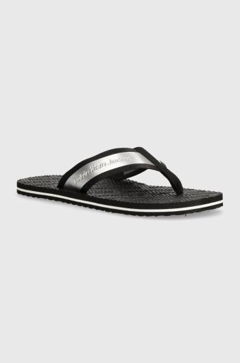 Žabky Calvin Klein Jeans BEACH SANDAL IN MET pánské, černá barva, YM0YM00950