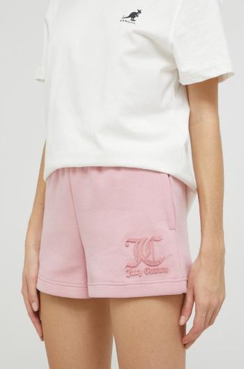 Kraťasy Juicy Couture dámské, růžová barva, s aplikací, high waist