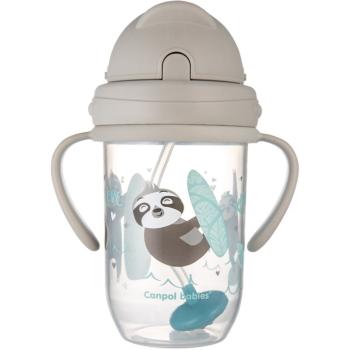 canpol babies Exotic Animals Cup With Straw hrnek s brčkem Gray 270 ml