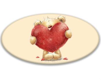 3D samolepky ovál - 5ks Teddy with heart