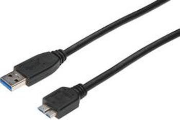 Kabel USB 3.0, vidlice A ⇔ vidlice Micro B, 1 m, černý