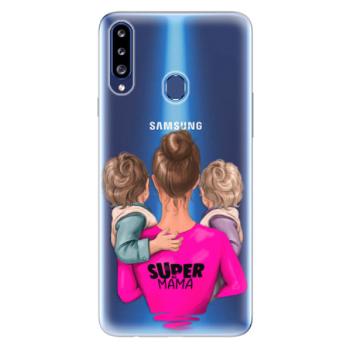 Odolné silikonové pouzdro iSaprio - Super Mama - Two Boys - Samsung Galaxy A20s