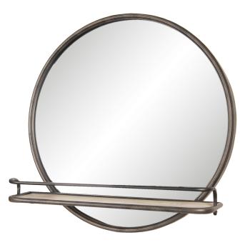 Nástěnné kulaté zrcadlo s poličkou Round - 60*11*60 cm 52S173