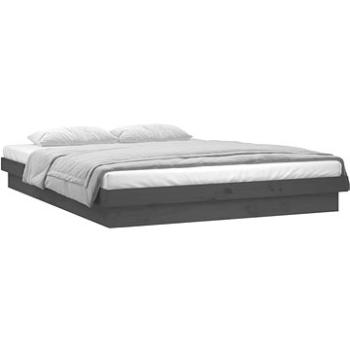 Rám postele s LED šedý 120 × 190 cm Small Double masivní dřevo, 820009 (820009)