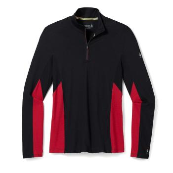 Smartwool MERINO SPORT LONG SLEEVE 1/4 ZIP black-rythmic red Velikost: L pánské tričko s dlouhým rukávem