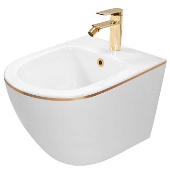 REA Závěsný bidet Carlo Mini White Gold Edge REA-C6990