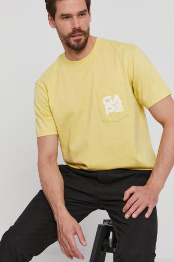 Tričko GAP pánské, žlutá barva, s potiskem
