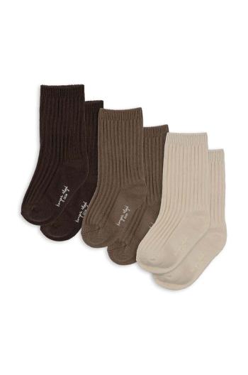 Dětské ponožky Konges Sløjd RIB SOCKS 3-pack hnědá barva, KS101371