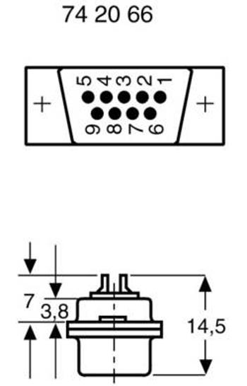 D-SUB kolíková lišta, 15 pin, 180 °