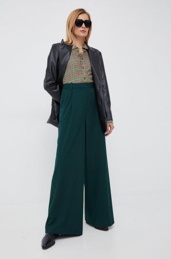 Kalhoty Tommy Hilfiger dámské, zelená barva, jednoduché, high waist
