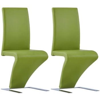 Jídelní židle s cik-cak designem 2 ks zelené umělá kůže (281898)