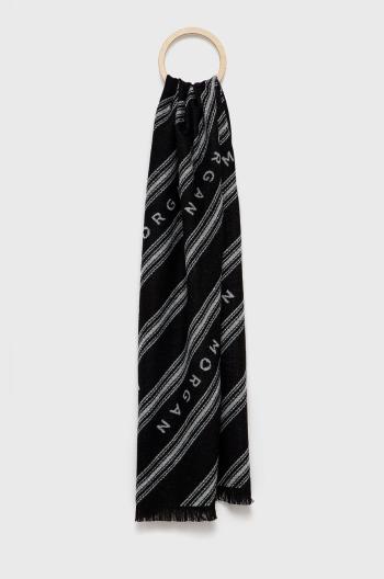 Šátek z vlněné směsi Morgan černá barva, vzorovaný