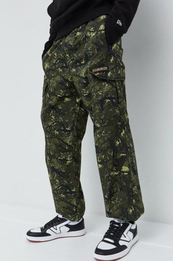 Bavlněné kalhoty Napapijri pánské, zelená barva, ve střihu cargo