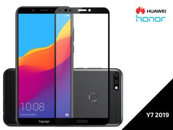 Ziskoun Tvrzené bezpečnostní sklo Full Cover pro Huawei Y7 2019 s černým rámečkem