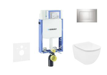 GEBERIT Kombifix Modul pro závěsné WC s tlačítkem Sigma30, lesklý chrom/chrom mat + Ideal Standard Tesi WC a sedátko, Rimless, SoftClose 110.302.00.5 NE6
