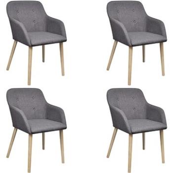 Jídelní židle 4 ks světle šedé textil a masivní dubové dřevo (270572)
