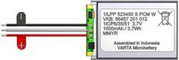 Speciální akumulátor Varta 1/LPP 523450 S PCM W, Prismatisch , s kabelem, Li-Pol, 3.7 V, 1000 mAh