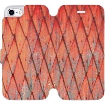 Flipové pouzdro na mobil Apple iPhone 8 - MK01S Oranžový vzor dřeva (5903226774234)