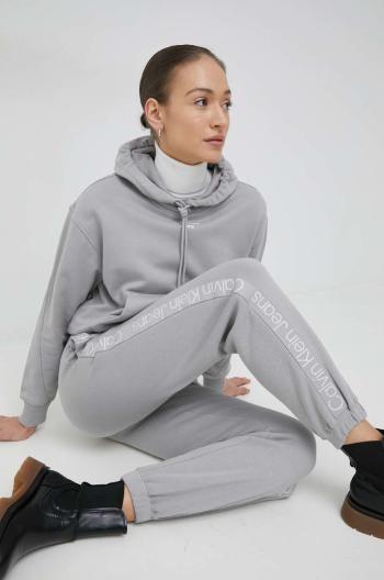 Tepláky Calvin Klein Jeans dámské, šedá barva, s potiskem
