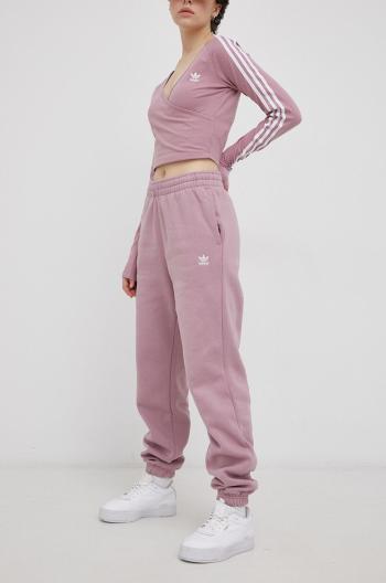 Kalhoty adidas Originals HF7515 dámské, růžová barva, hladké