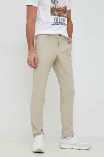 Kalhoty Guess Pánské, béžová barva, jednoduché