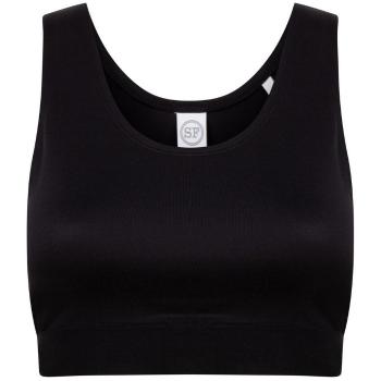 SF (Skinnifit) Dívčí crop top na ramínka - Černá / černá | 9-10 let