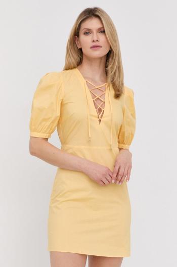 Bavlněné šaty Patrizia Pepe žlutá barva, mini, áčková